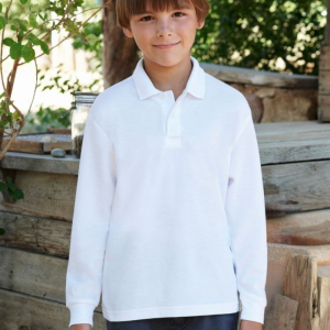 Bērnu balts polo krekls ar garām piedurknēm